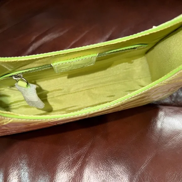 🔥🔥🔥NEW Staud Rey Green Croc Embossed Leather Shoulder Bag - Picture 12 of 14